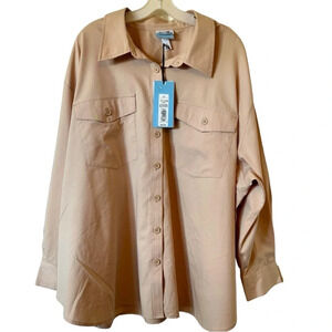 NWT Women’s Long Sleeve Cotton Blouse Button Front Size 2X